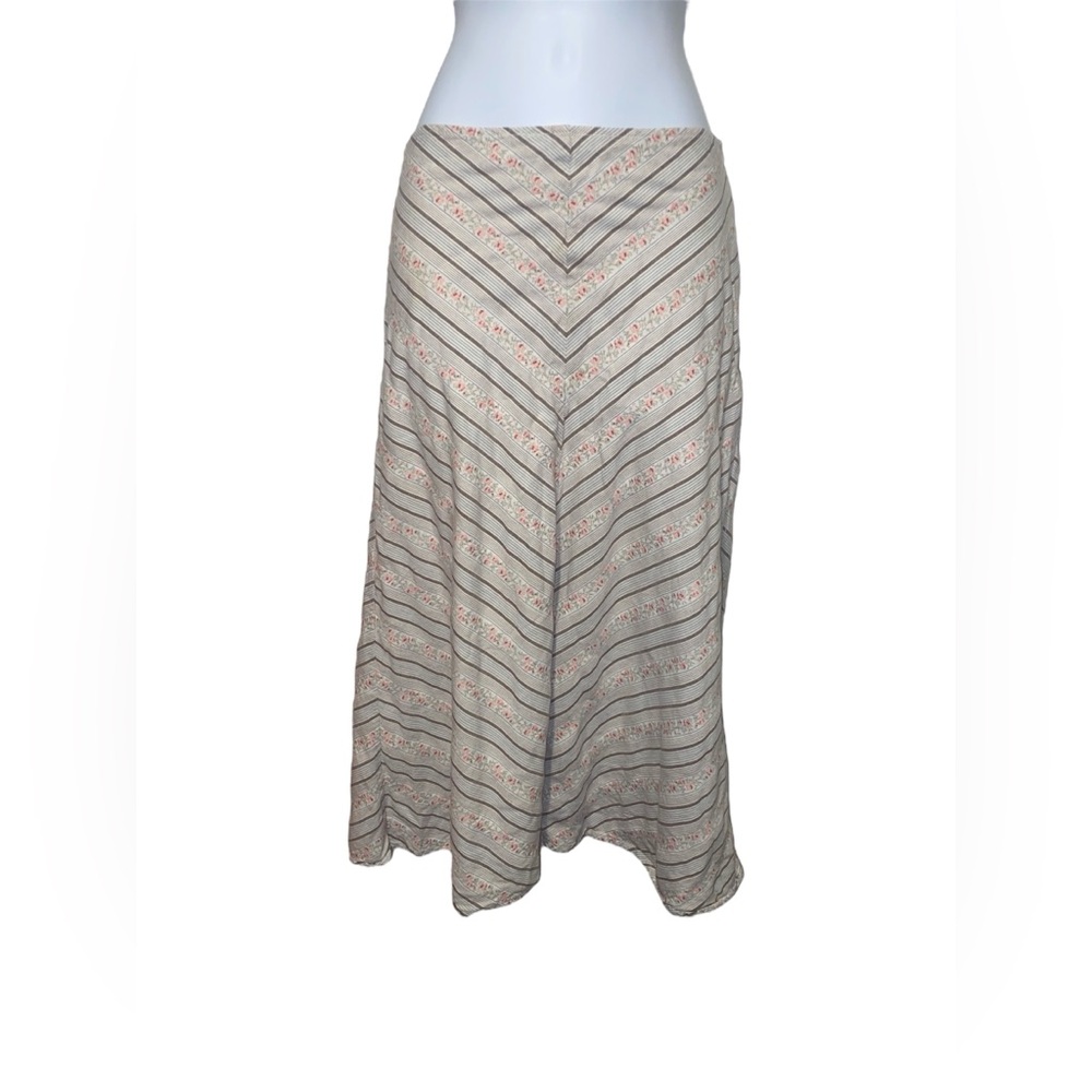 coquette floral and striped vintage midi skirt
